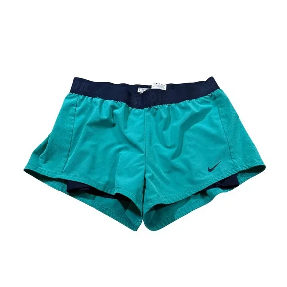 Nike Dri-FIT Womens Running Track Shorts Teal Blue Athleisure Athletic Gym M - Picture 1 of 6